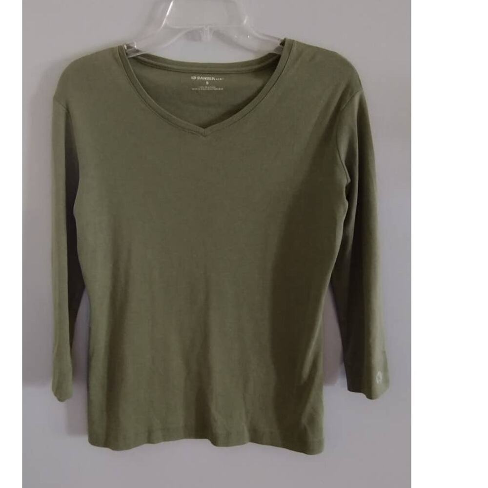 Gander Mountain Olive Long Sleeve T-shirt V-neck Small Pima Cotton